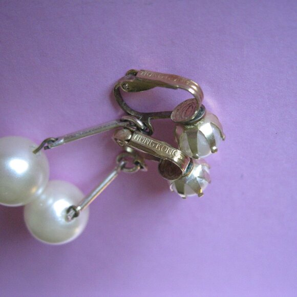 Lot of 5 Vintage Screw Back Clip On Earrings Faux Pearls Gold Tone - Picture 5 of 14